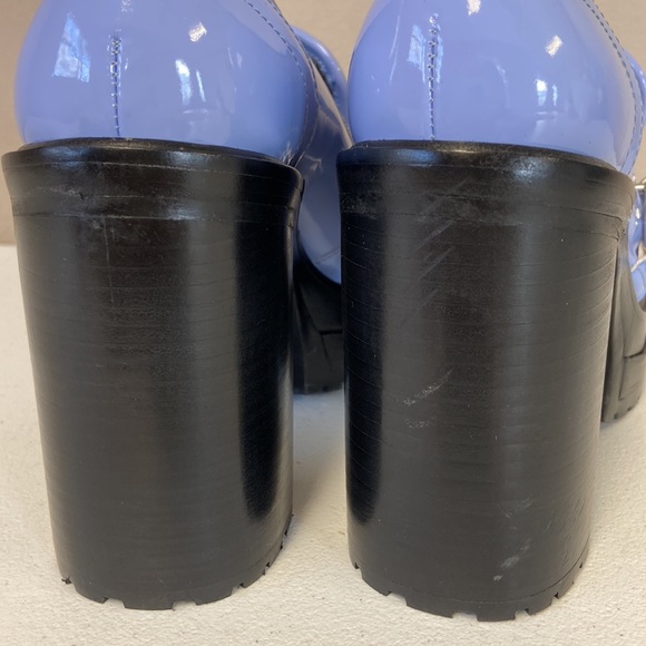 Gianni Bini Maxxwelle Tide Blue Patent Platform Block Heel Loafers - Picture 8 of 8